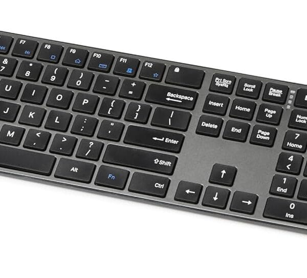 Amazon Basics Ultra Premium Wireless Keyboard and Mouse Combo - Rechargeable, Ultra Slim Design, Quiet, Full Size, Number Pad, QWERTY, Black