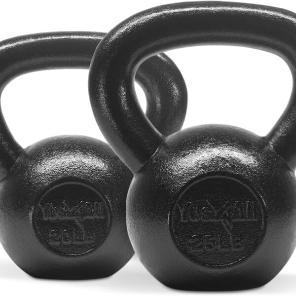 Yes4All Kettlebell Cast Iron Sets 5 - 10 - 15 - 20 - 25 - 30 lbs, Multi-Level from Beginners to Pros Kettlebell Set for Strength Training & Home Gym Equipment