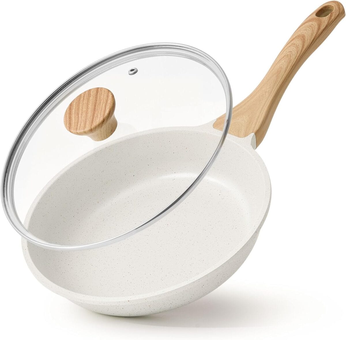 SENSARTE Nonstick Ceramic Frying Pan with Lid 8/9.5/10/11/12.5 Inch Omelet Pan Skillet, PFAS/PTFE/PFOA Free Healthy Non-toxic Chef's Pan Induction Compatible Egg Pan with Heat Resistant Handle