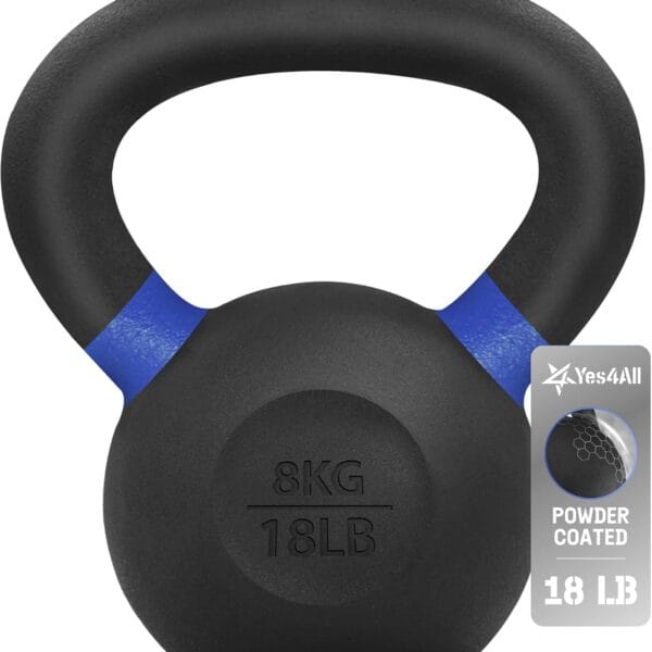 Yes4All Powder Coated Cast Iron Kettlebell Strength Training Kettlebells Weight Set for Full Body Workout, Home Gym