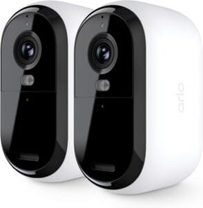 Arlo Essential Security Camera 2K | Outdoor-Indoor | 2nd Gen | Wireless with Spotlight, 2-Way Audio, Color Night Vision, Live Stream, Motion Activation, Real Time Notifications - White, 2 Camera