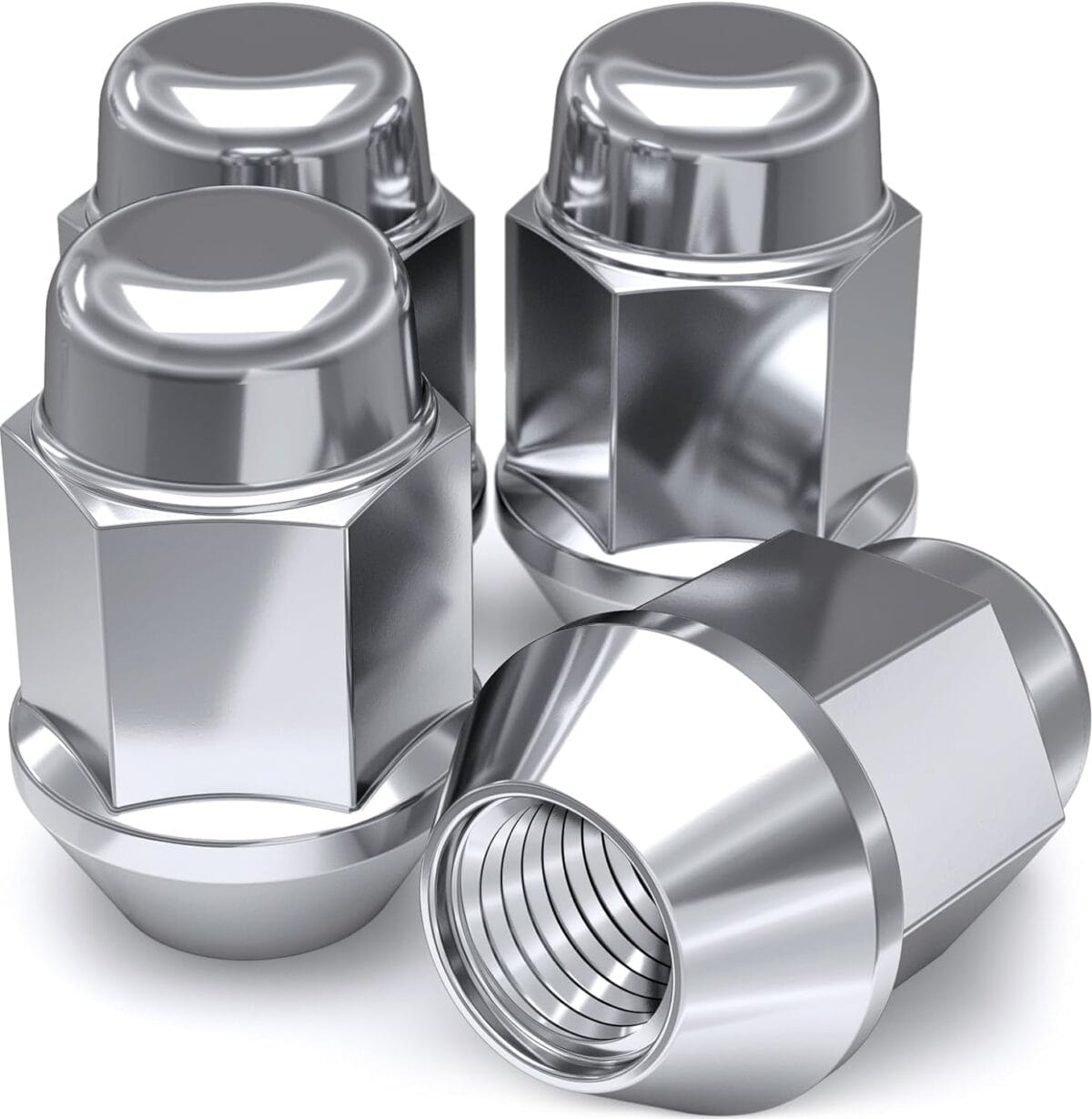 White Knight M12x1.50 Bulge Acorn Lug Nuts for Selective Aftermarket and Factory Wheels, Easy to Install, Durable Carbon Steel with Stylish Triple Layered Chrome Finish - 1707S-4AM (4 Pack)