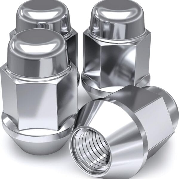 White Knight M12x1.50 Bulge Acorn Lug Nuts for Selective Aftermarket and Factory Wheels, Easy to Install, Durable Carbon Steel with Stylish Triple Layered Chrome Finish - 1707S-4AM (4 Pack)