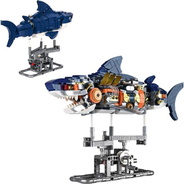 Mechanical Shark STEM Building Set,Ocean Animal Toys for Boys and Girls 8-14,Shark with Lighting and Linkable,Ideas Sets for Adults Shark,Home or Office Dcor Sets for Boys 8-14