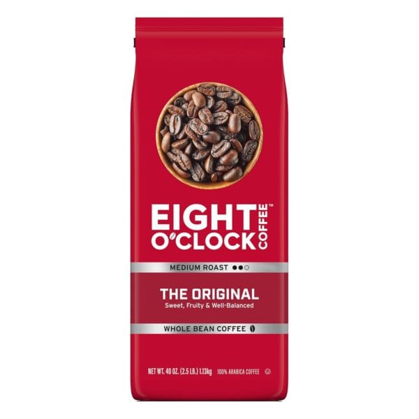 Eight O'Clock Coffee The Original Whole Bean Coffee, Medium Roast, 40 Ounce (Pack of 1) - Sweet, Fruity, Well Balanced