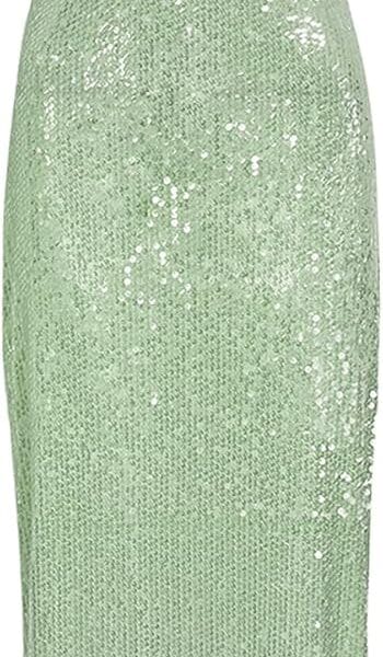 BOLLEY JOSS Women's Sequins Midi Dress Sexy Spaghetti Strap Long Dress Sparkly Back Slit Bodycon Dresses