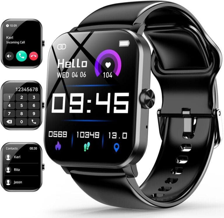 Smart Watch, 1.85" Smartwatch for Men Women (Answer/Make Call), Heart Rate, Sleep Monitor, Pedometer, 120+ Sport Modes Activity Tracker, IP68 Waterproof Fitness Watch for Android iOS (Black)