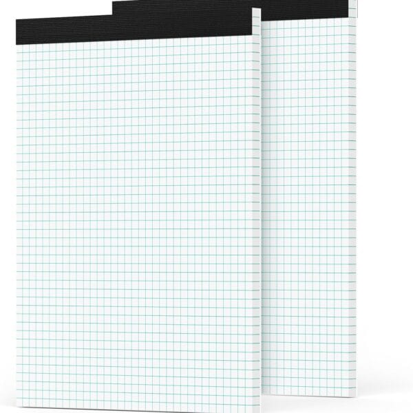 Graph Paper Pad 8.5 x 11, 2 Pack, 4x4 Graph Ruled, Grid Paper Pad 8-1/2" x 11", Blueprint Quadrille Pad, Easy Tears Off, Grid Pad Notebook 8.5 x 11, White 70 GSM Graft Paper, 30 Sheets/Pad