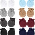 BQUBO Newborn Infant Toddler Mittens No Scratch Cotton Elastic Wrist Gloves Hypoallergenic for 0-6 Months Baby Boys Girls