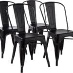 Amazon Basics Metal Dining Chairs, Matte Black, 1 Count (Pack of 4)