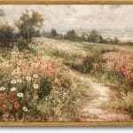OIQArtOIQ Framed Canvas Wall Art,Vintage Decor,Landscape Nature Country Wildflower Paintings Farmhouse Pictures Modern Artwork Rustic Fall Flower Prints Cottagecore Office Living Room Bedroom Bathroom