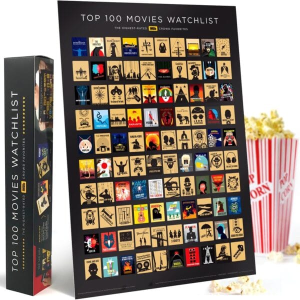 Official IMDb Top 100 Movies Scratch Off Poster | Premium Bucket List - Made in USA | 16.5x23.4 Inches | Unique Gift for Men and Women Film Lovers | Movie Night Supplies and Room Dcor