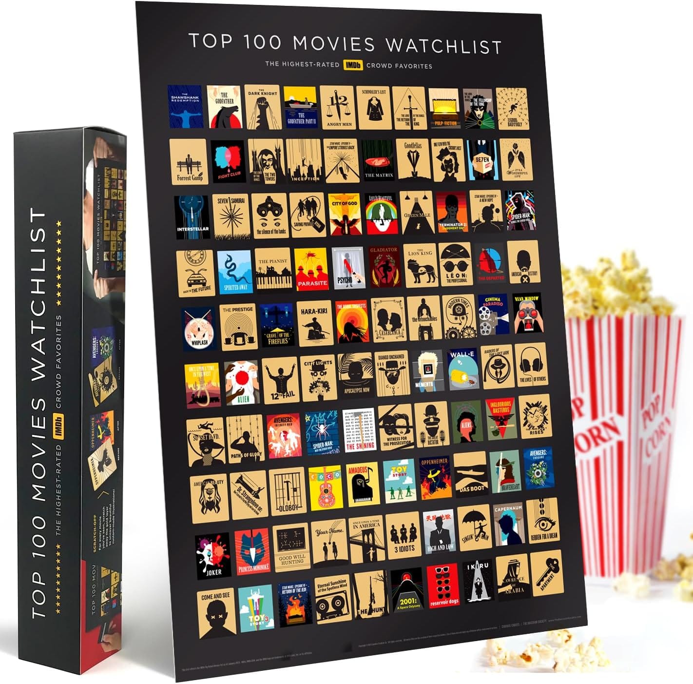 Official IMDb Top 100 Movies Scratch Off Poster | Premium Bucket List Made In USA | 16.5x23.4 Inches | Unique Gift For Men And Women Film Lovers | Movie Night Supplies And Room Dcor Official IMDb Top 100 Movies Scratch Off Poster | Premium Bucket List - Made in USA | 16.5x23.4 Inches | Unique Gift for Men and Women Film Lovers | Movie Night Supplies and Room Dcor