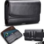Takfox Phone Holster for Samsung Galaxy S25 Ultra S24 Plus S23 S22 S21 FE Note 20+ A13 A14 A15 A16 A35 A36 A51 A71 5G iPhone 16 Pro Max 16E Leather Belt Clip Holster Holder Carrying Pouch Case, Black