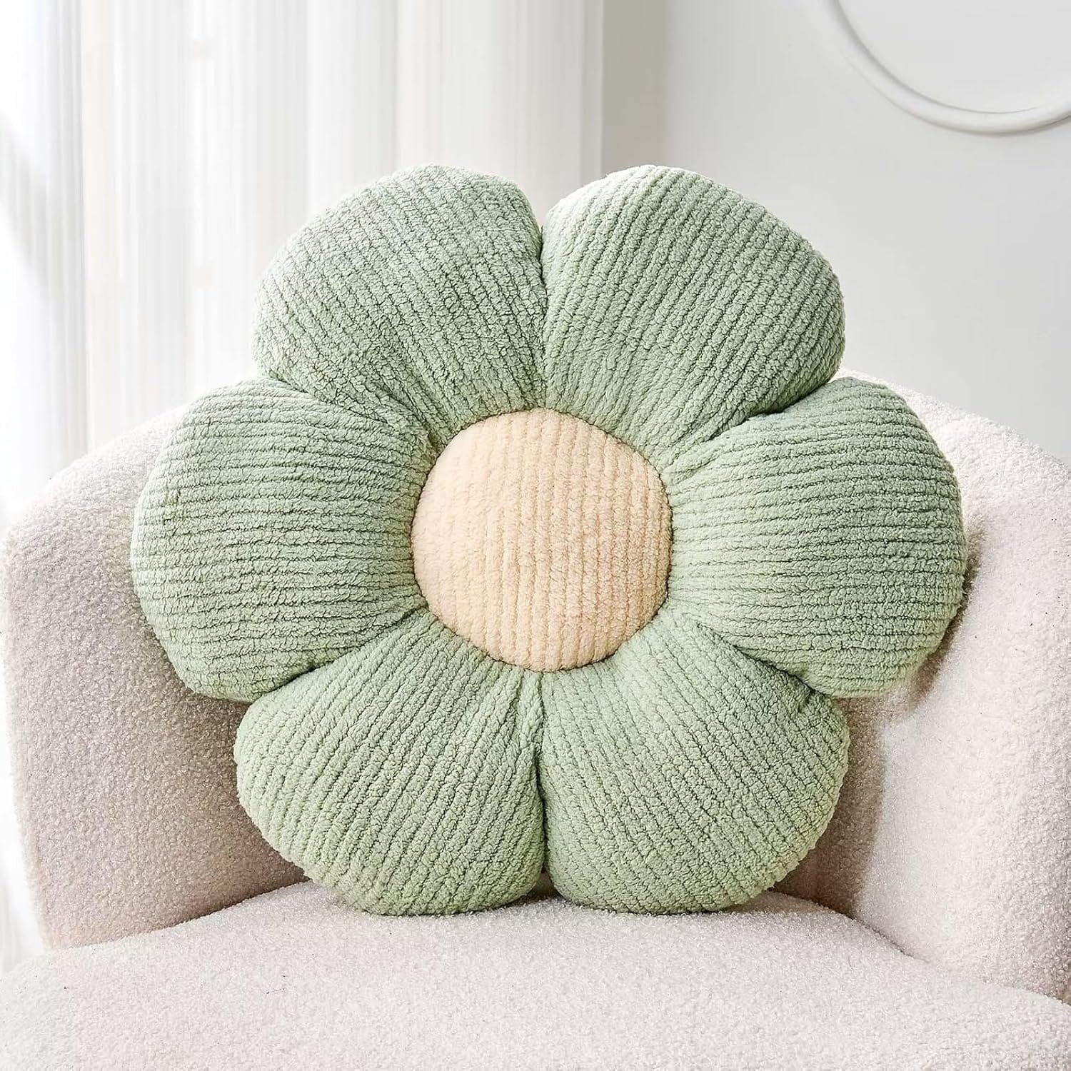 Flower Throw Pillow, Soft Sage Green 14.9" Shaped Floor Pillow For Home Decor, Cute Aesthetic Plush Decorative Pillows For Bed, Sofa, Couch Flower Throw Pillow, Soft Sage Green 14.9" Shaped Floor Pillow for Home Decor, Cute Aesthetic Plush Decorative Pillows for Bed, Sofa, Couch