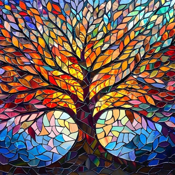 PICKFORU Stained Glass Puzzle Tree of Life Puzzles for Adults 1000 Pieces, Impossible Hard Difficult Challenging Puzzles for Adults, Colorful Mosaic Tree of Life Jigsaw Puzzle 1000 Pieces