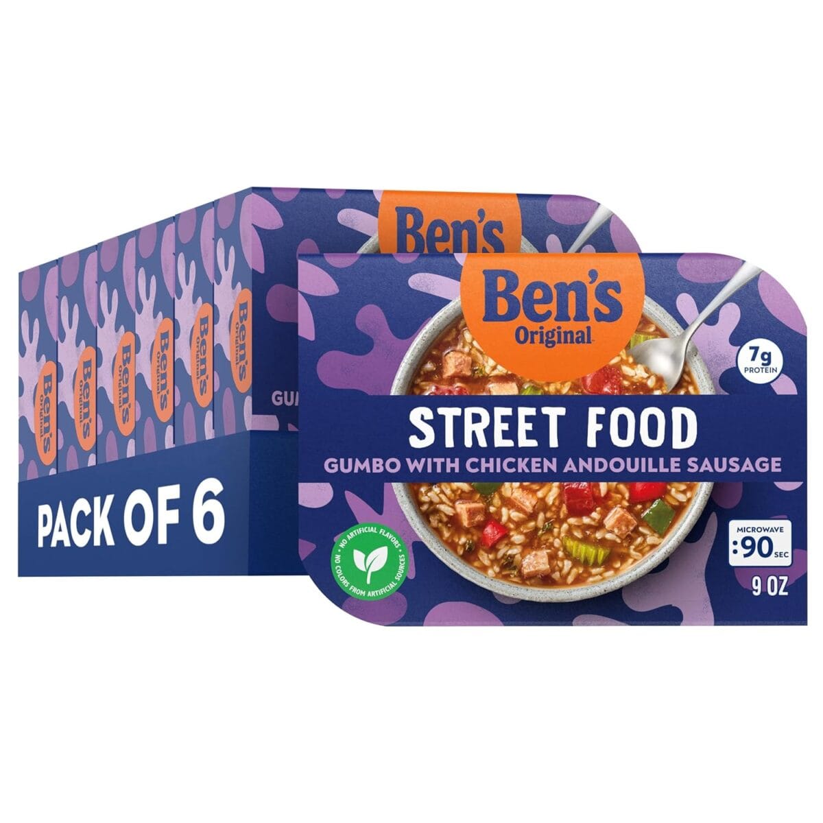 BEN'S ORIGINAL Street Food Gumbo with Chicken Andouille Sausage, Prepared Entre, Microwave in 90 Seconds, 9 oz (Pack of 6)