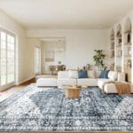 AMADA HOMEFURNISHING 8x10 Washable Area Rug, Low-Profile Large Area Rug with Non-Slip Backing & Durable Edge Binding, Vintage Large Rugs for Living Room, Bedroom, Dinning Room