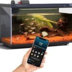 Smart Aquarium Fish Tank 5 Gallon Starter kit, Self Cleaning System Efficiency Filter 7 Color LED Lights Automatic Feeder Temperature Display Monitor HD UHA Glass Leak-Proof, Smart Control with Apps