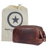 10" Premium Leather Toiletry Travel Pouch With Waterproof Lining | King-Size Handcrafted Vintage Dopp - Kit By Aaron Leather Goods (Dark Brown)