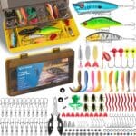 Fishing Lures, 144Pcs Tackle Box Included Crankbaits, Spoon, Hooks, Jigs, Weights and More Other Accessories, Fishing Bait Lure Gear Kit Gifts for Men Bass Freshwater