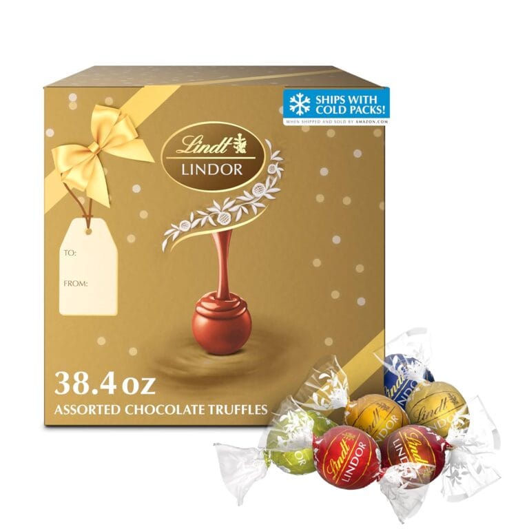 Lindt LINDOR Assorted Chocolate Truffles 90 Count Gift Box, Chocolate Candy with Smooth, Melting Truffle Center, 38.4 oz. Box