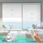 Motorized Blinds with Remote, 100% Blackout Smart Blinds, Motorized Shades, Automatic Blinds for Windows, Electric Blinds Work with Alexa Google and Homekit (Light Chaser-Perla Bianca BO)