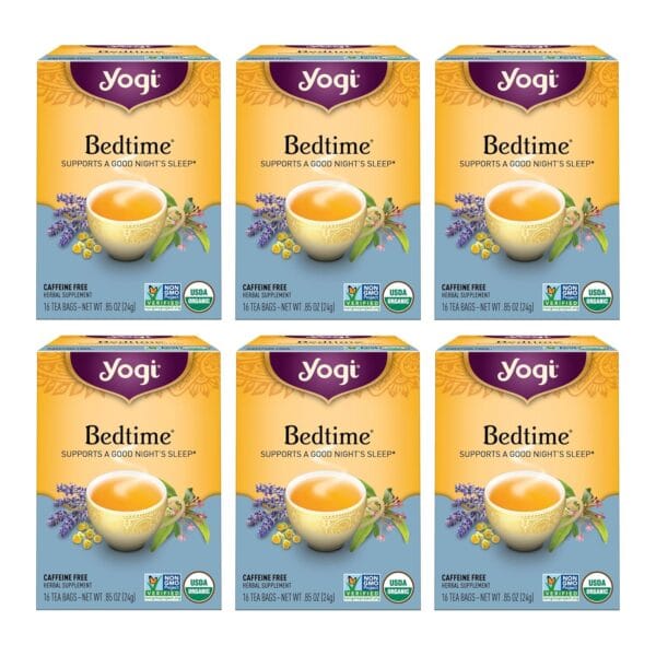 Yogi Tea - Bedtime (6 Pack) - Supports a Good Nights Sleep - Tea with Passionflower, Chamomile, Valerian Root, and Lavender - 96 Organic Herbal Tea Bags