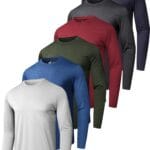 6 Pack Men's Quick Dry Long Sleeve Shirts UPF 50+ UV Sun Protection SPF Shirt Moisture Wicking T-Shirt for Casual Workout