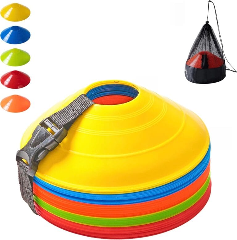 Flexible Soccer Cones (Set of 50/40/25) with Mesh Bag & Strap, Unbreakable Sports Cones for Soccer, Basketball, Football Training Equipment, Agility Soccer Cones for Drills Training