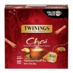 Twinings Chai Black Tea Individually Wrapped Bags, 100 Count (Pack of 1), Richly Blended with Warm Spices, Caffeinated, Enjoy Hot or Iced