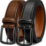 KEMISANT Men Belt 2Pack  Genuine Leather Belt for Men Dress Casual Golf Jeans 1 3/8"
