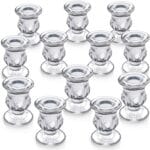 Letine Candlestick Holders Set of 12-2.5" H Taper Candle Holders Bulk - Clear Glass Candle Holder for Rustic Wedding Centerpiece Table Decorations, Halloween & Thanksgiving Decorations Indoor
