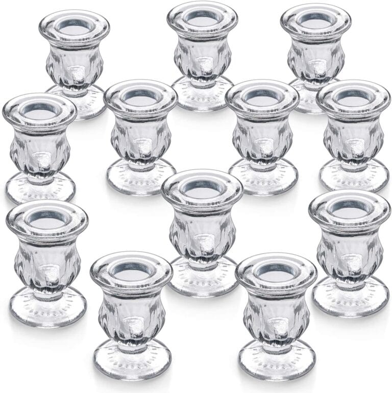 Letine Candlestick Holders Set of 12-2.5" H Taper Candle Holders Bulk - Clear Glass Candle Holder for Rustic Wedding Centerpiece Table Decorations, Halloween & Thanksgiving Decorations Indoor