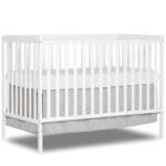 Dream On Me Synergy 5-In-1 Convertible Crib In White, made of New Zealand Pine wood, JPMA & Greenguard Gold Certified, features 3 mattress height settings
