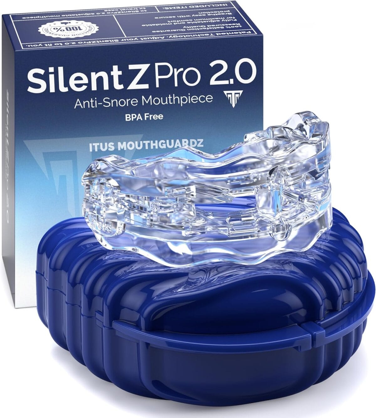 SilentZPro 2.0 - USA Designed Anti Snore Mouthpiece (Size: Small) - Fully Adjustable Anti Snore Mouth Guard - Professional Patented Anti Snore Device - Brand: Itus Mouthguardz