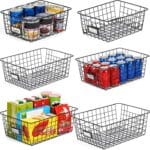 6 Pack Wire Baskets for Pantry Organization and Storage, Kitchen Organizer, 2 XXLarge & 2 XLarge & 2 Large