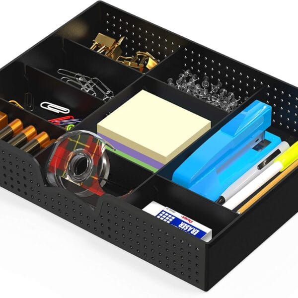 Simple Houseware Drawer Organizer Tray with 9 Adjustable Compartments, Black