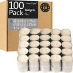 HomeLights Unscented Tealight Candles - 100 Pack, 8hr Smokeless White Votive Candles for Shabbat, Weddings, Home Decor