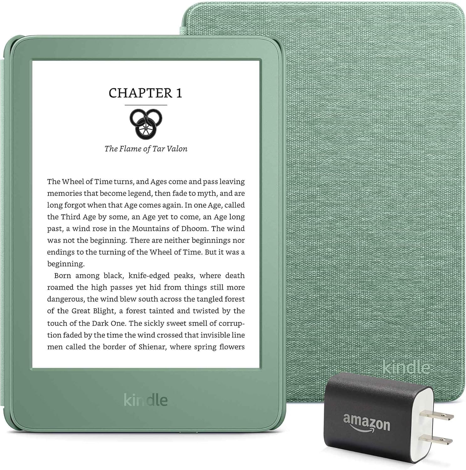 Kindle Essentials Bundle Including Kindle (2024 Release) Matcha, Fabric Cover Matcha, And Power Adapter Kindle Essentials Bundle including Kindle (2024 release) - Matcha, Fabric Cover - Matcha, and Power Adapter