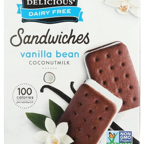 So Delicious Dairy Free Coconut Milk Frozen Dessert Sandwich, Vanilla Bean, Vegan, Non-GMO Project Verified, 8 Pack