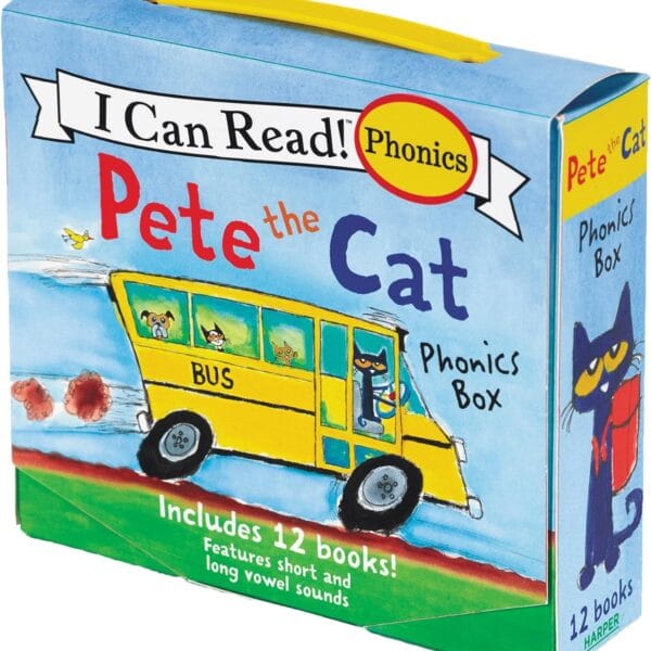Pete the Cat 12-Book Phonics Fun!: A Box of 12 Mini-Books Featuring Short and Long Vowel Sounds (I Can Read Phonics)