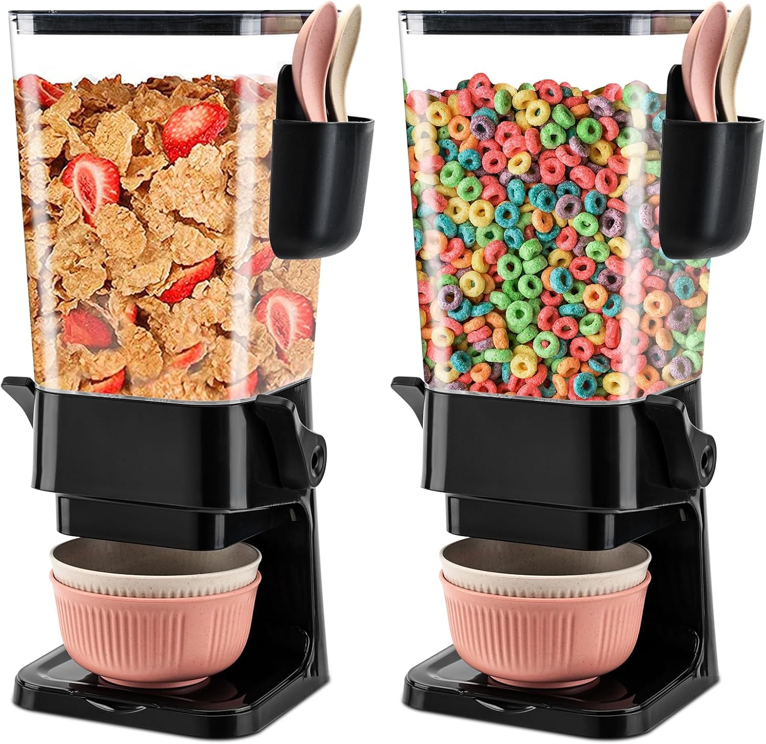 Cereal Dispenser Countertop Black 2 Pack With Bowls Spoons Cutlery Box,5.5 QT Dry Food Dispenser Snack Organizer Containers Storage For Pantry Kitchen Organization Oatmeal Nut Granola Candy Cereal Dispenser Countertop Black 2 Pack with Bowls Spoons Cutlery Box,5.5 QT Dry Food Dispenser Snack Organizer Containers Storage for Pantry Kitchen Organization Oatmeal Nut Granola Candy