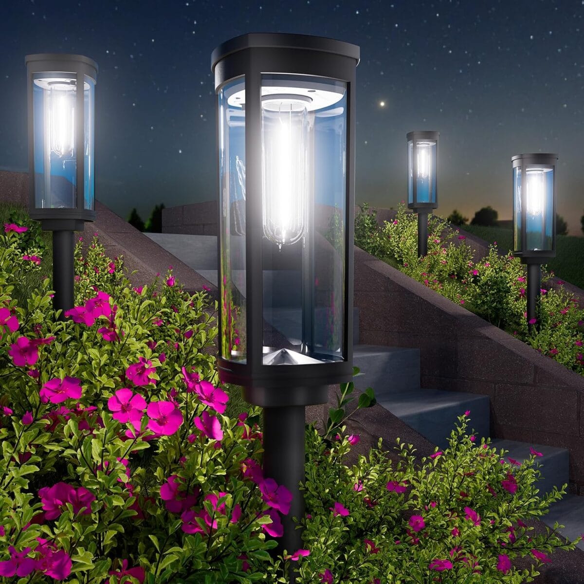 Bright Solar Pathway Lights Outdoor, 8 Pack Solar Garden Lights for Outside Waterproof IP65, Auto On/Off Outdoor Light for Yard Garden Lawn Walkway Driveway Landscape Lighting