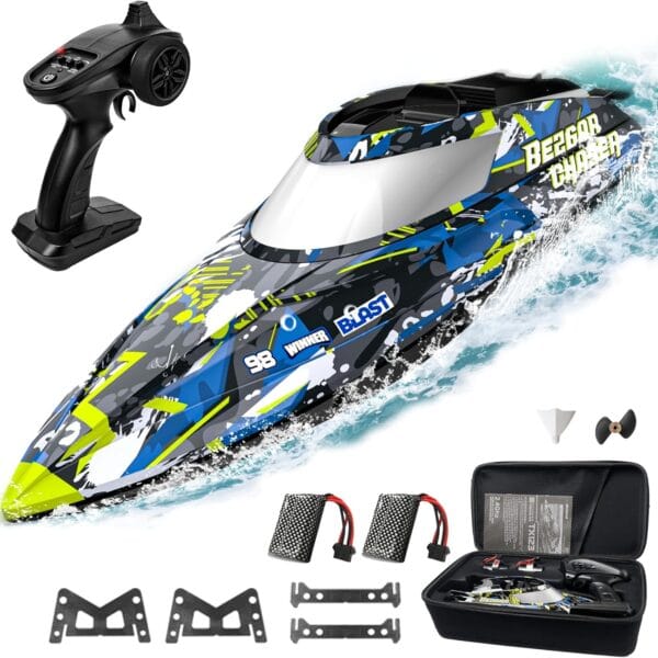 BEZGAR TX123 Remote Control Boats - Fast Speed RC Boat 32+ KPH with A Portable Suitcase for Lakes & Pools & Salt Water, Summer Toys for Adults and Ideal Gifts for Kids Boys Age 6 7 8-12 Years Old