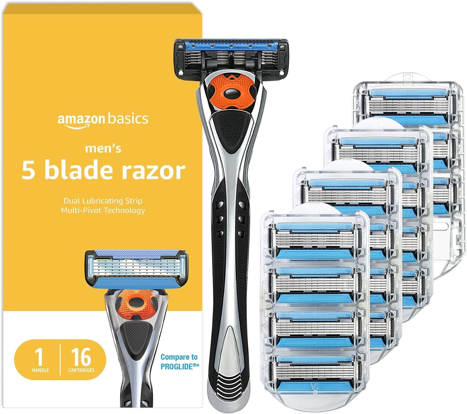 Amazon Basics 5 Blade MotionSphere Razor For Men With Dual Lubrication And Precision Trimmer, Handle & 16 Cartridges, Cartridges Fit, Razor Handles Only, 17 Piece Set, Black Amazon Basics 5-Blade MotionSphere Razor for Men with Dual Lubrication and Precision Trimmer, Handle & 16 Cartridges, Cartridges fit, Razor Handles only, 17 Piece Set, Black