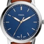 Fossil Men's Minimalist Quartz Stainless Steel and Leather Three-Hand Watch