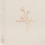 Lanpn Wedding Photo Album 4x6 600 Pocket Photos Slip in, Linen Cover Large Capacity Newlywed Marriage Album Hold 600 Horizontal Vertical Photos (Flower, Beige)