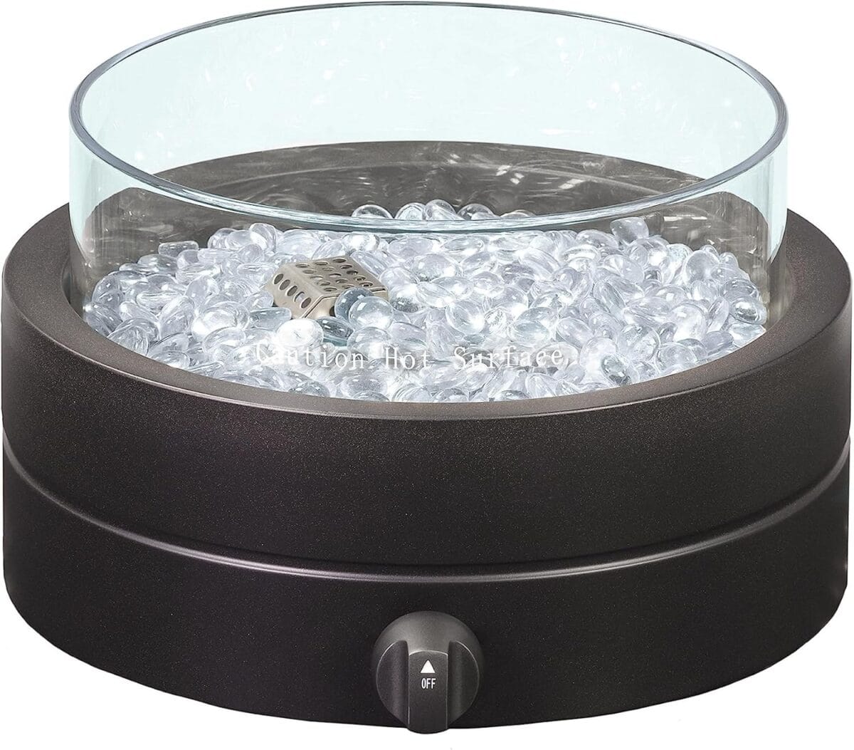 Amazon Basics 14 in 9,000 BTU Round Tabletop Propane Gas Fire Pit, Brown