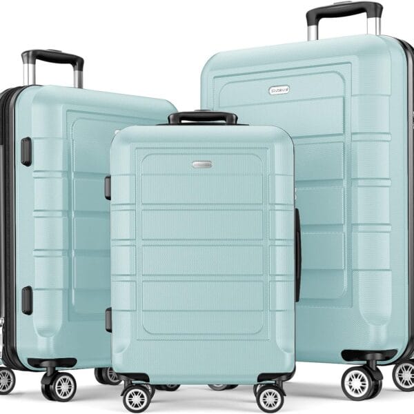 SHOWKOO Luggage Sets Expandable PC+ABS Durable Suitcase Double Wheels TSA Lock Mint Green